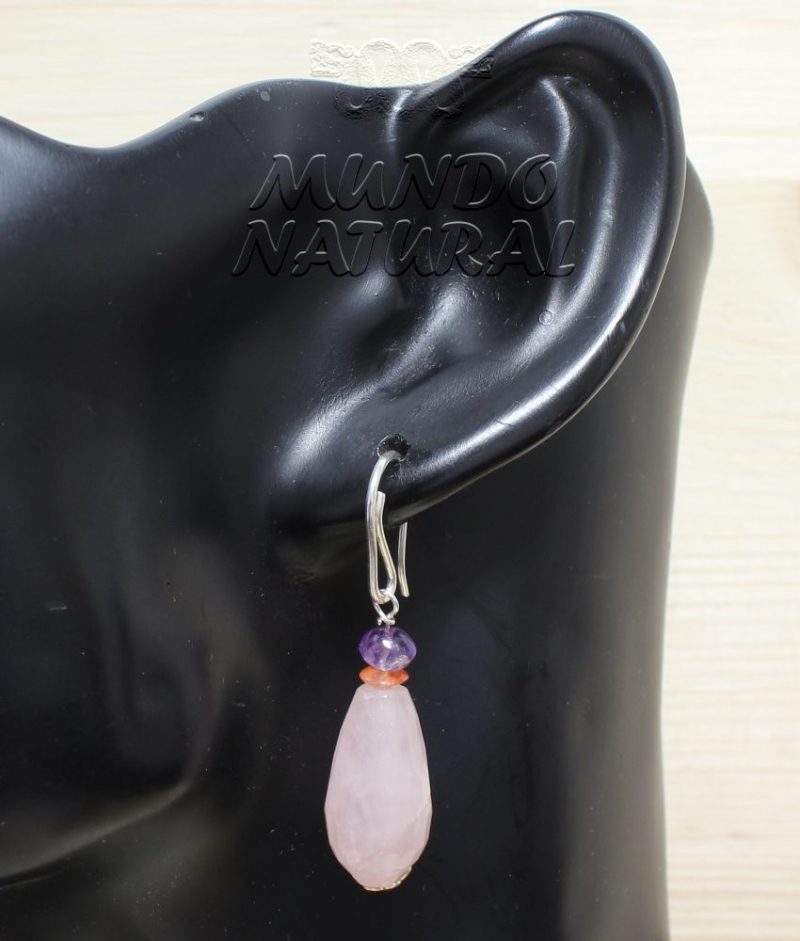 Pendientes Cuarzo Rosa Facetado