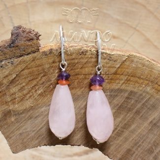 Pendientes Cuarzo Rosa Facetado