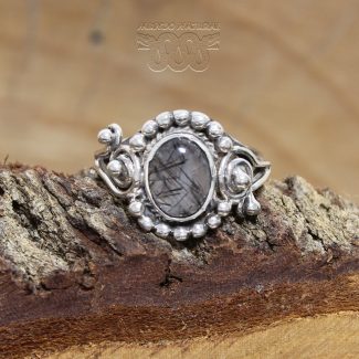 Anillo Cuarzo Turmalinado Espirales