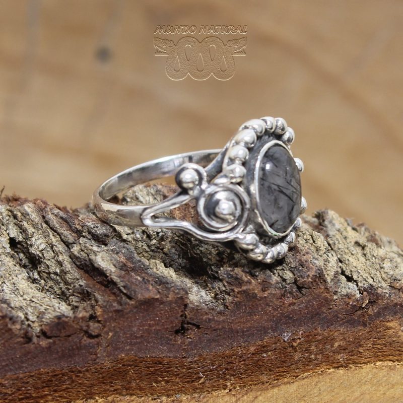 Anillo Cuarzo Turmalinado Espirales Anillo Cuarzo Turmalinado Espirales