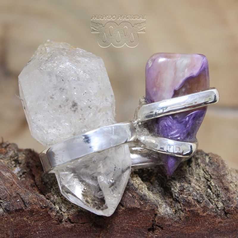 Anillo Herkimer Natural Charoita