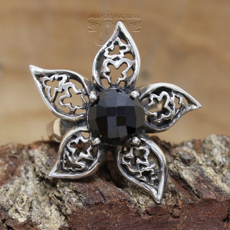 Anillo Ónix Facetado Flor Anillo Ónix Facetado Flor