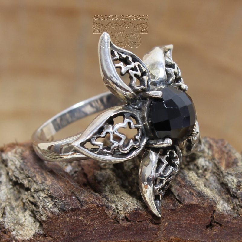 Anillo Ónix Facetado Flor Anillo Ónix Facetado Flor