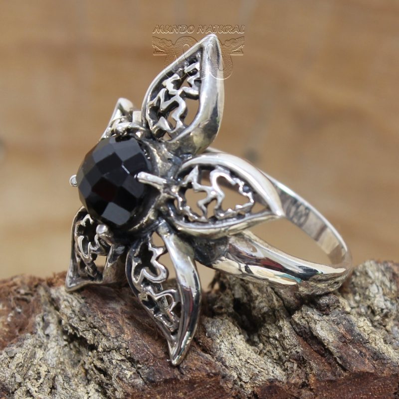 Anillo Ónix Facetado Flor Anillo Ónix Facetado Flor