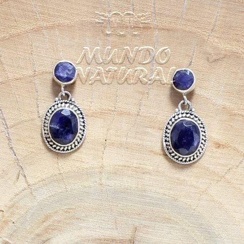 Pendientes Zafiro Tallado