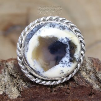 Anillo Ágata Dendrítica Redonda