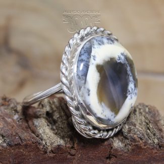 Anillo Ágata Dendrítica Redonda