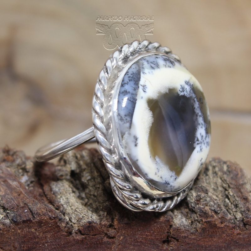 Anillo Ágata Dendrítica Redonda