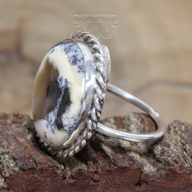 Anillo Ágata Dendrítica Redonda