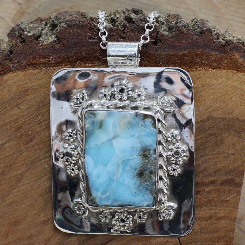 Colgante Larimar Flores Colgante Larimar Flores