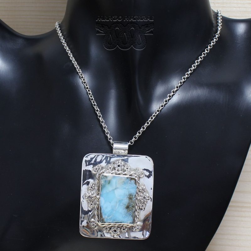 Colgante Larimar Flores Colgante Larimar Flores