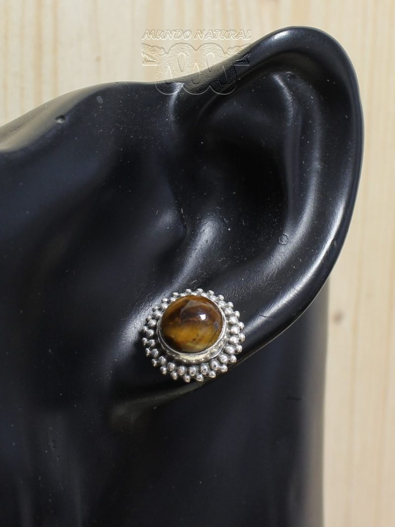 Pendientes Ojo de Tigre Flor Dormilón Pendientes Ojo de Tigre Flor Dormilón