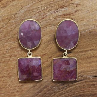 Pendientes Vermeil Zafiro Rosa