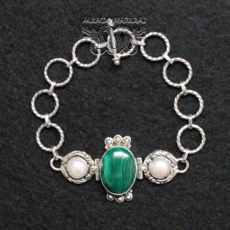 Pulsera Malaquita Perlas