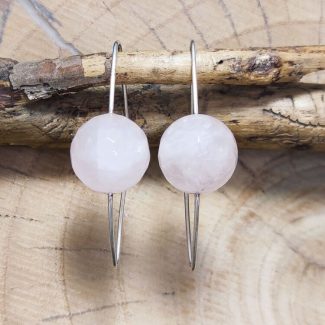 Pendientes Cuarzo Rosa 80's