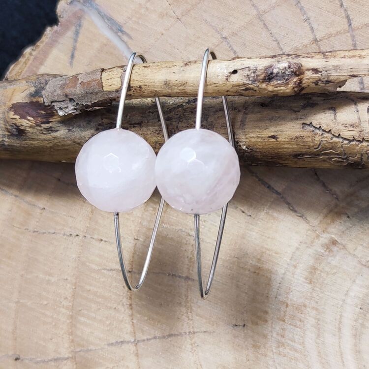 Pendientes Cuarzo Rosa 80's Pendientes Cuarzo Rosa 80's