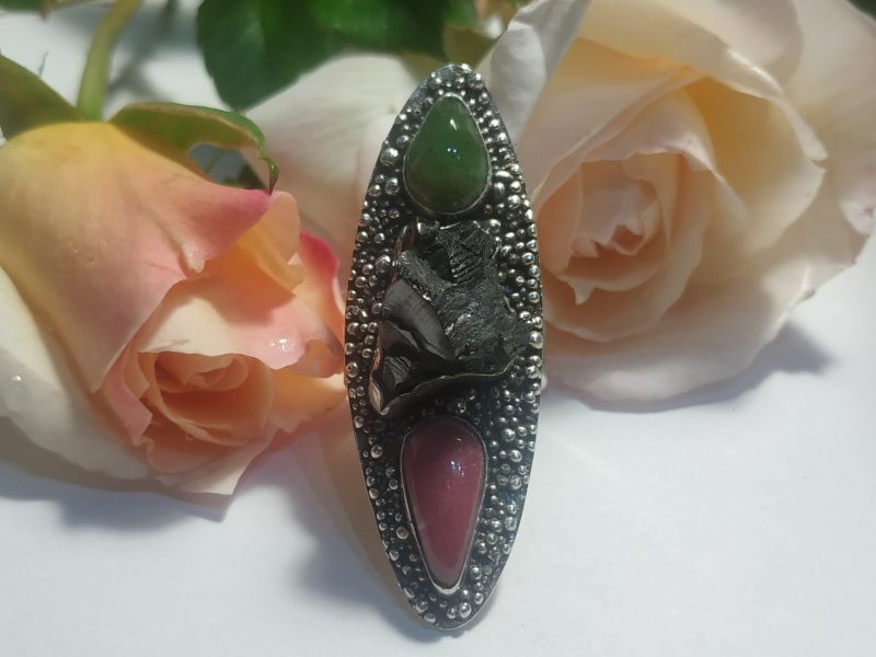 Anillo Shungit Opalo Rodonita Adaptable Anillo Shungit Opalo Rodonita Adaptable