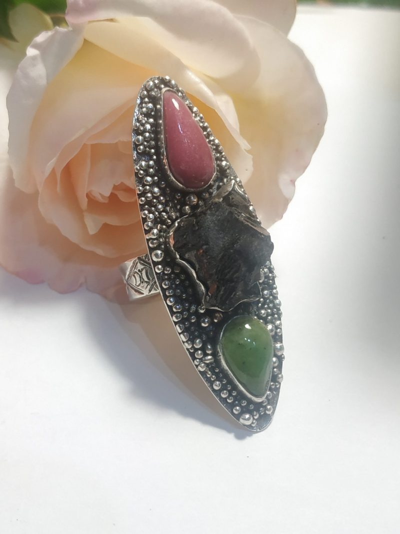 Anillo Shungit Opalo Rodonita Adaptable Anillo Shungit Opalo Rodonita Adaptable