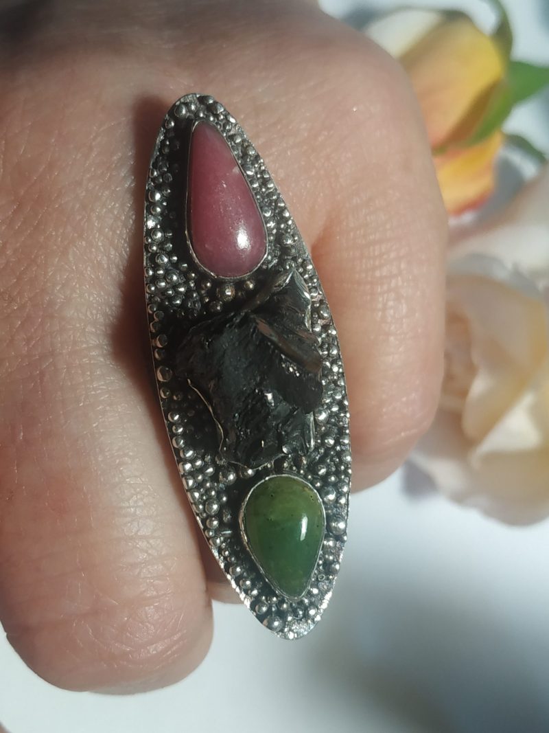 Anillo Shungit Opalo Rodonita Adaptable Anillo Shungit Opalo Rodonita Adaptable