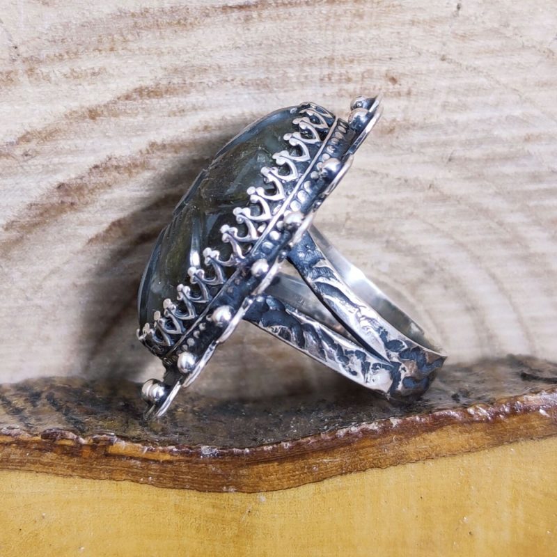 Anillo Espectrolita Flor Anillo Espectrolita Flor