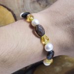 Pulsera Cuarzo Ahumado, Citrino y Perlas