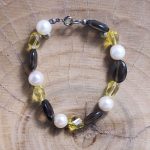 Pulsera Cuarzo Ahumado, Citrino y Perlas