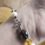 Pulsera Cuarzo Ahumado, Citrino y Perlas
