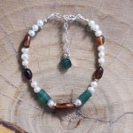 Pulsera Perlas, Ambar y Cuarzo Verde