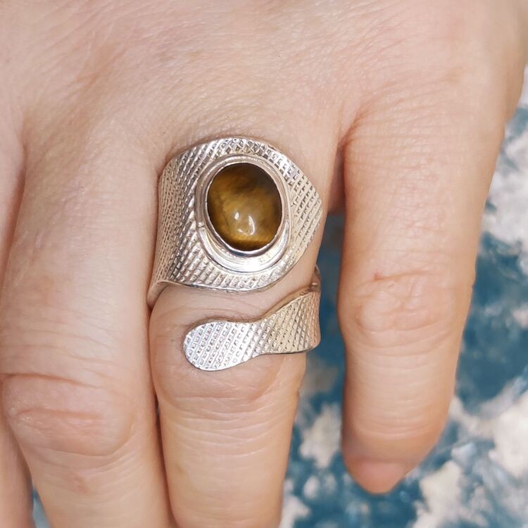 Anillo Ojo de Tigre Serpiente Anillo Ojo de Tigre Serpiente