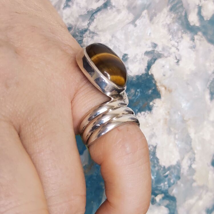 Anillo Ojo de Tigre Espiral Anillo Ojo de Tigre Espiral