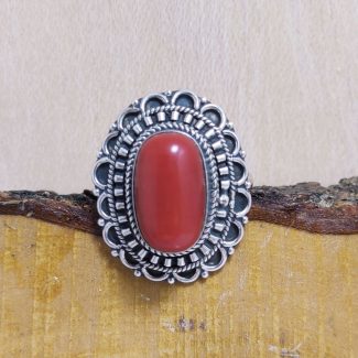 Anillo Coral Rojo Tibetano Mandala