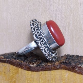 Anillo Coral Rojo Tibetano Mandala