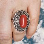 Anillo Coral Rojo Tibetano Mandala