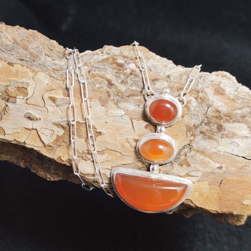 Collar Calcedonia Naranja Ancla