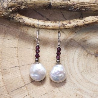 Pendientes Perlas y Granate