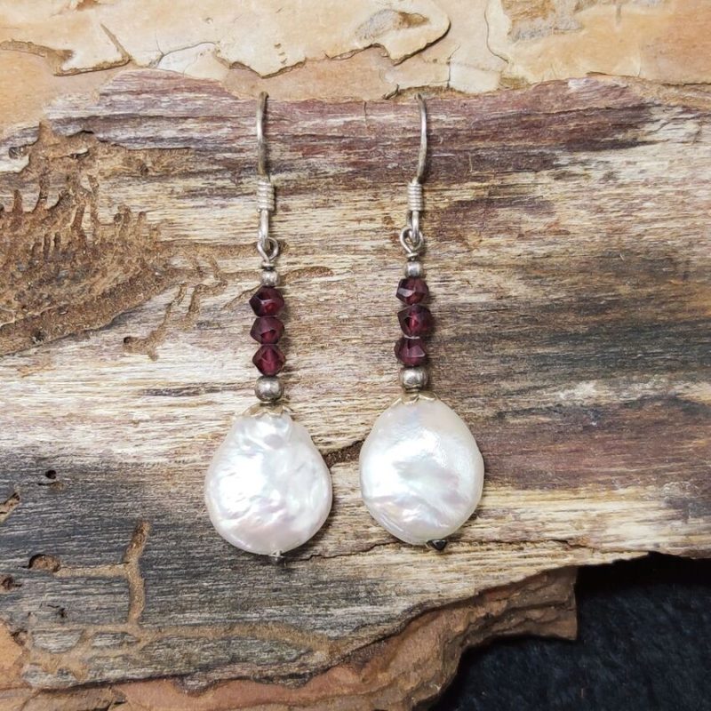 Pendientes Perlas y Granate Pendientes Perlas y Granate