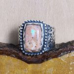 Anillo Ópalo Fuego Cuadrado