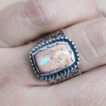 Anillo Ópalo Fuego Cuadrado