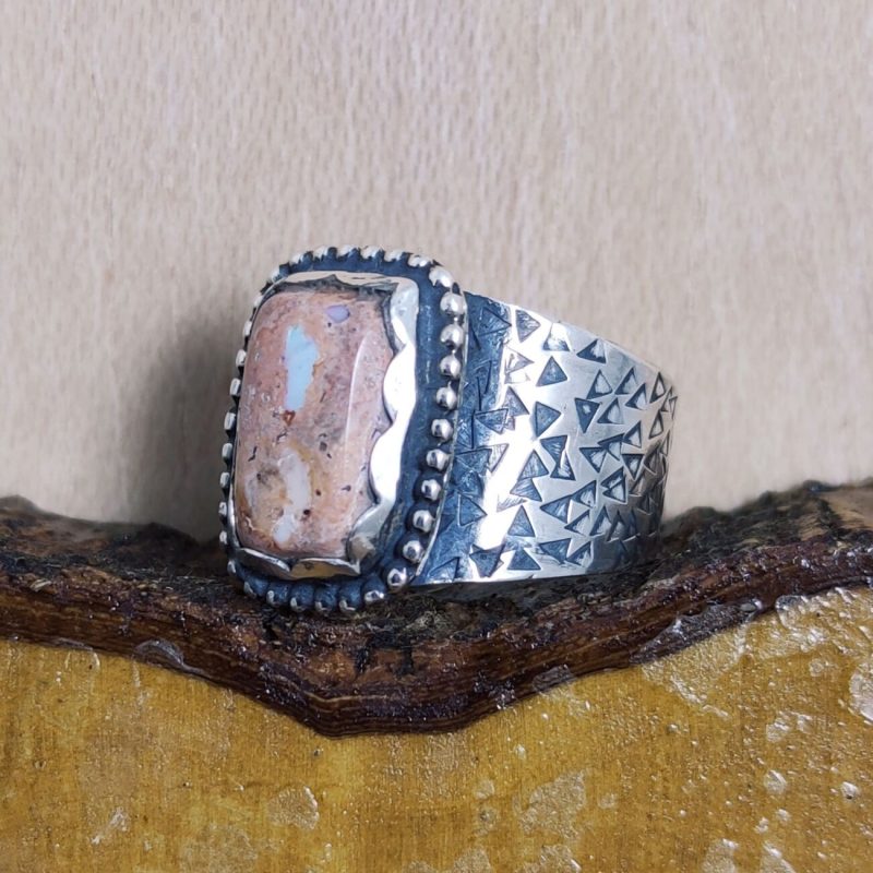 Anillo Ópalo Fuego Cuadrado
