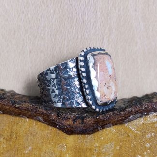 Anillo Ópalo Fuego Cuadrado