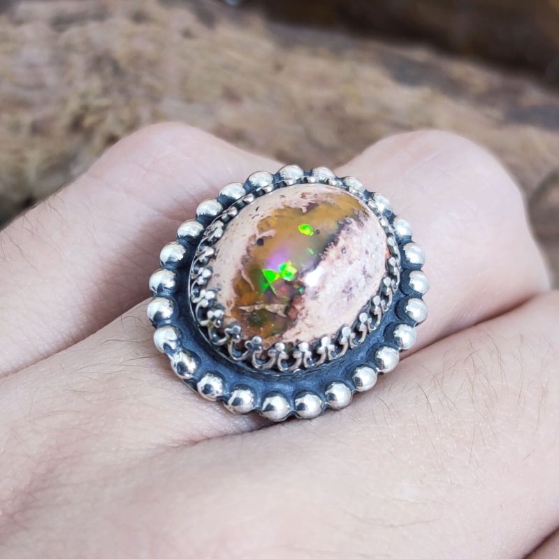 Anillo Ópalo Fuego Ojo Gato