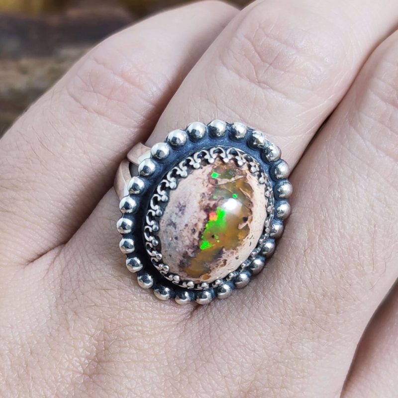 Anillo Ópalo Fuego Ojo Gato