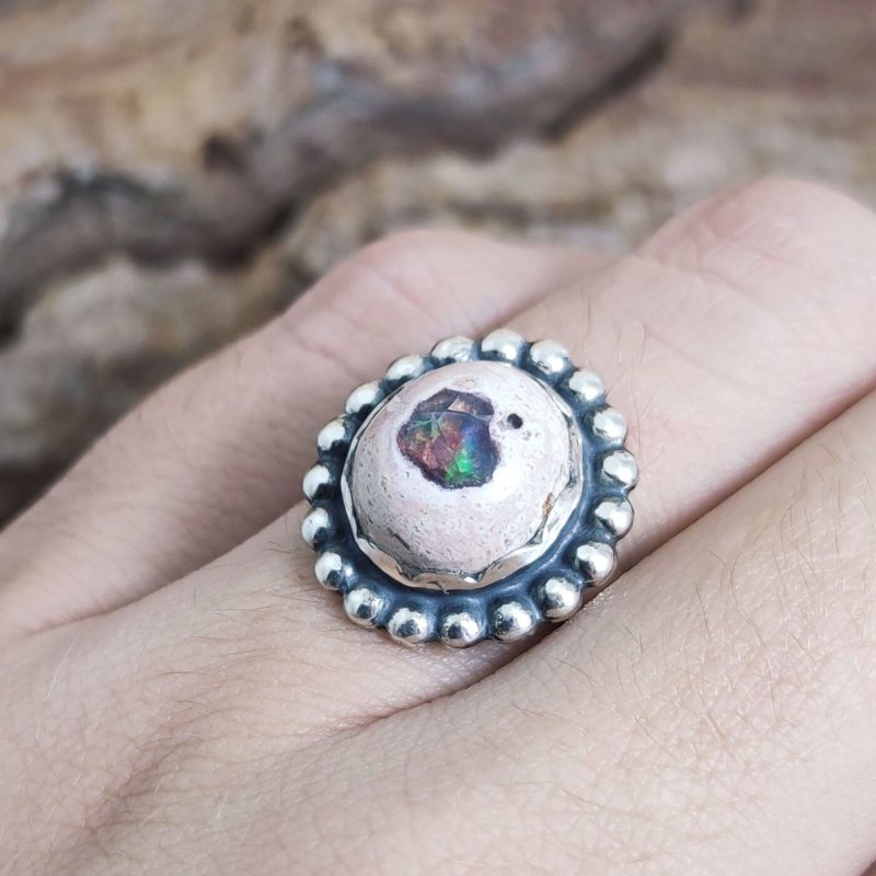 Anillo Ópalo Fuego Corazón
