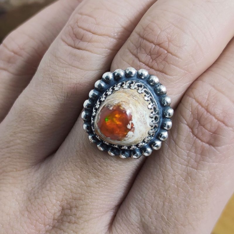 Anillo Ópalo Fuego Ojo Anillo Ópalo Fuego Ojo
