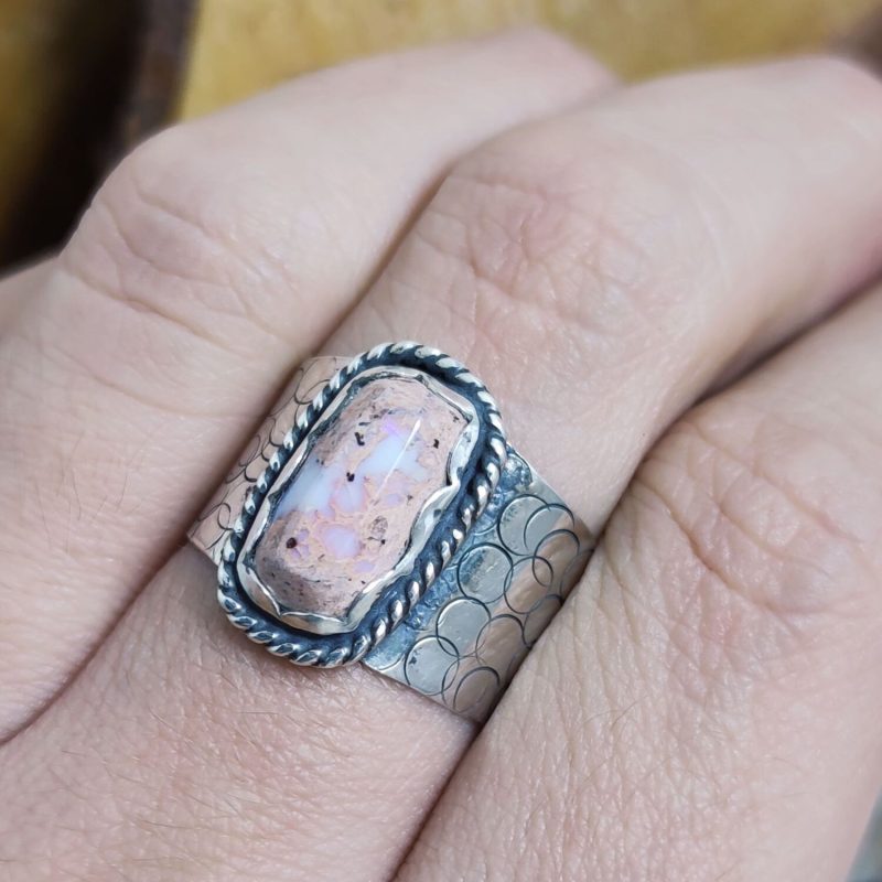 Anillo Ópalo Fuego Rectángulo Anillo Ópalo Fuego Rectángulo