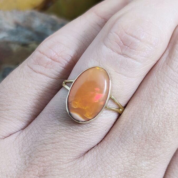Anillo Ópalo Fuego Naranja