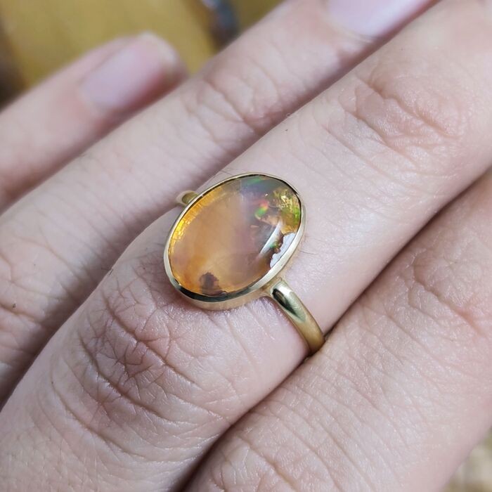Anillo Ópalo Fuego Ovalado Anillo Ópalo Fuego Ovalado