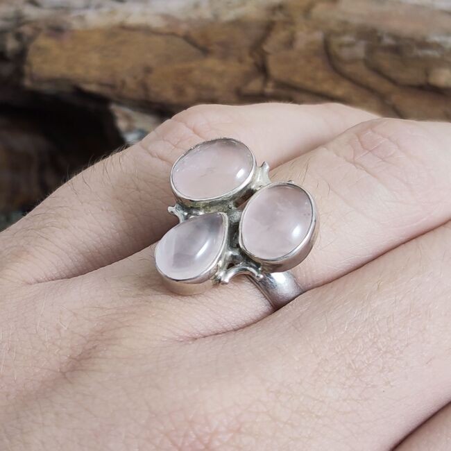 Anillo Cuarzo Rosa Tres Anillo Cuarzo Rosa Tres