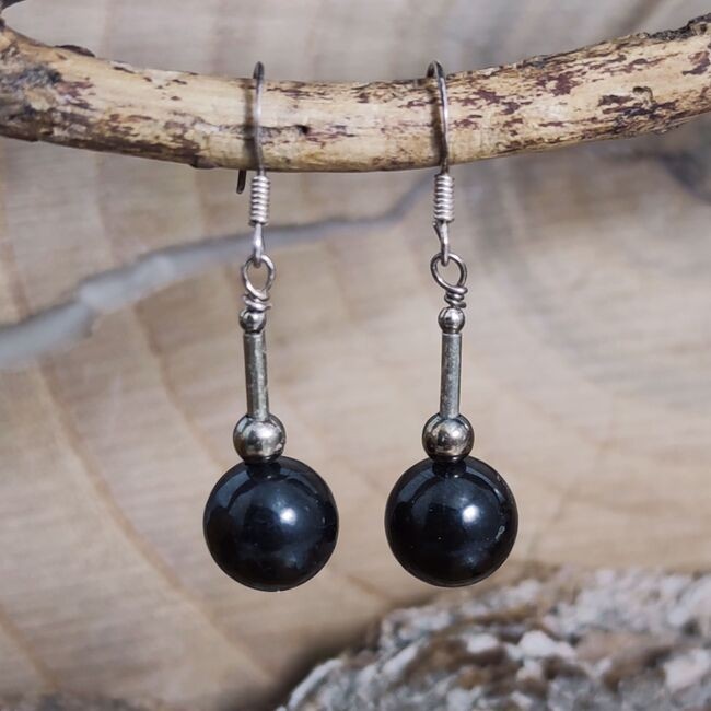 Pendientes Shungit Bola Larga Pendientes Shungit Bola Larga