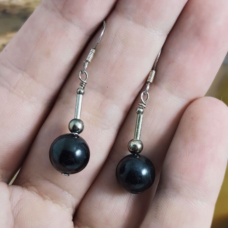 Pendientes Shungit Bola Larga Pendientes Shungit Bola Larga